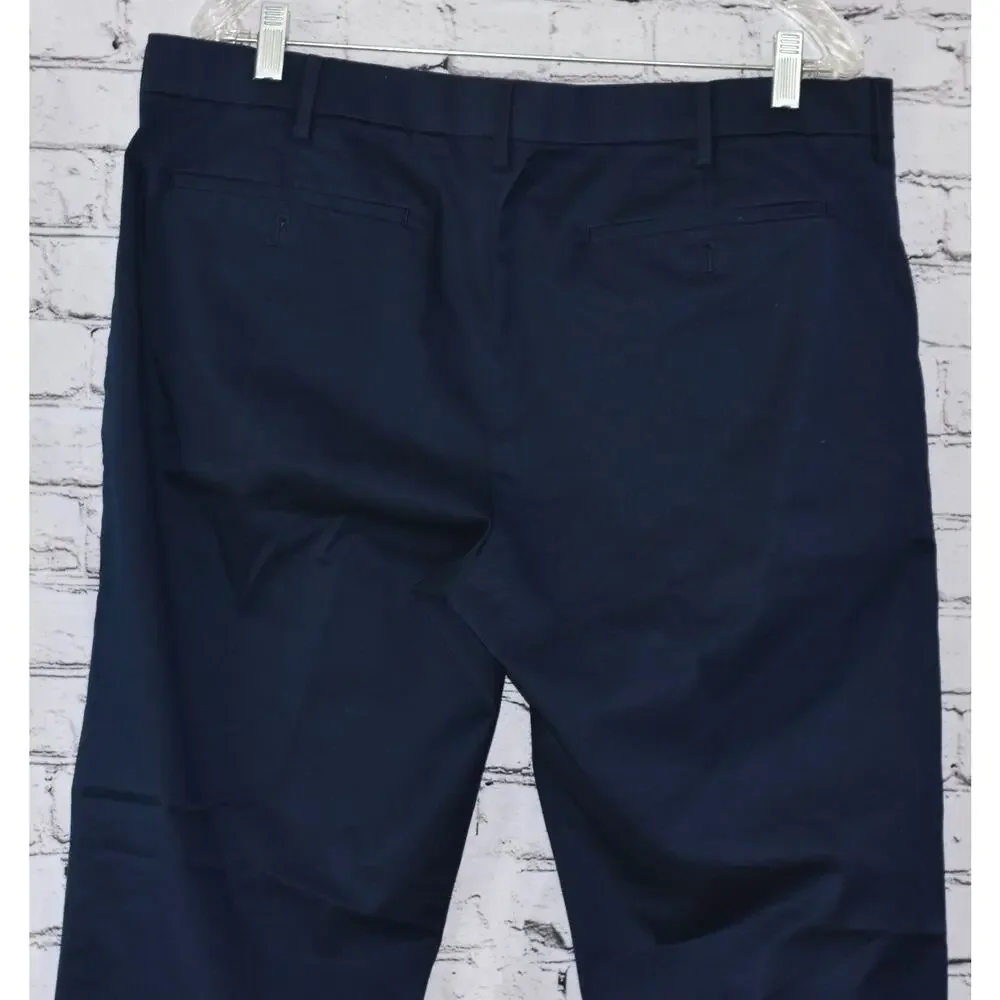 Banana Republic Mens 38x32 Navy Blue Slim Fit Flat Slacks Pants